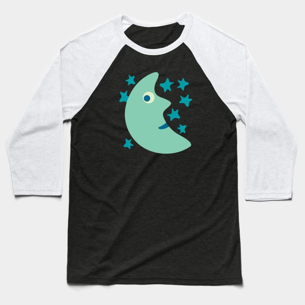 FRIENDLY MOON AND STARS Night Sky - UnBlink Studio by Jackie Tahara Baseball T-Shirt by UnBlink Studio by Jackie Tahara
